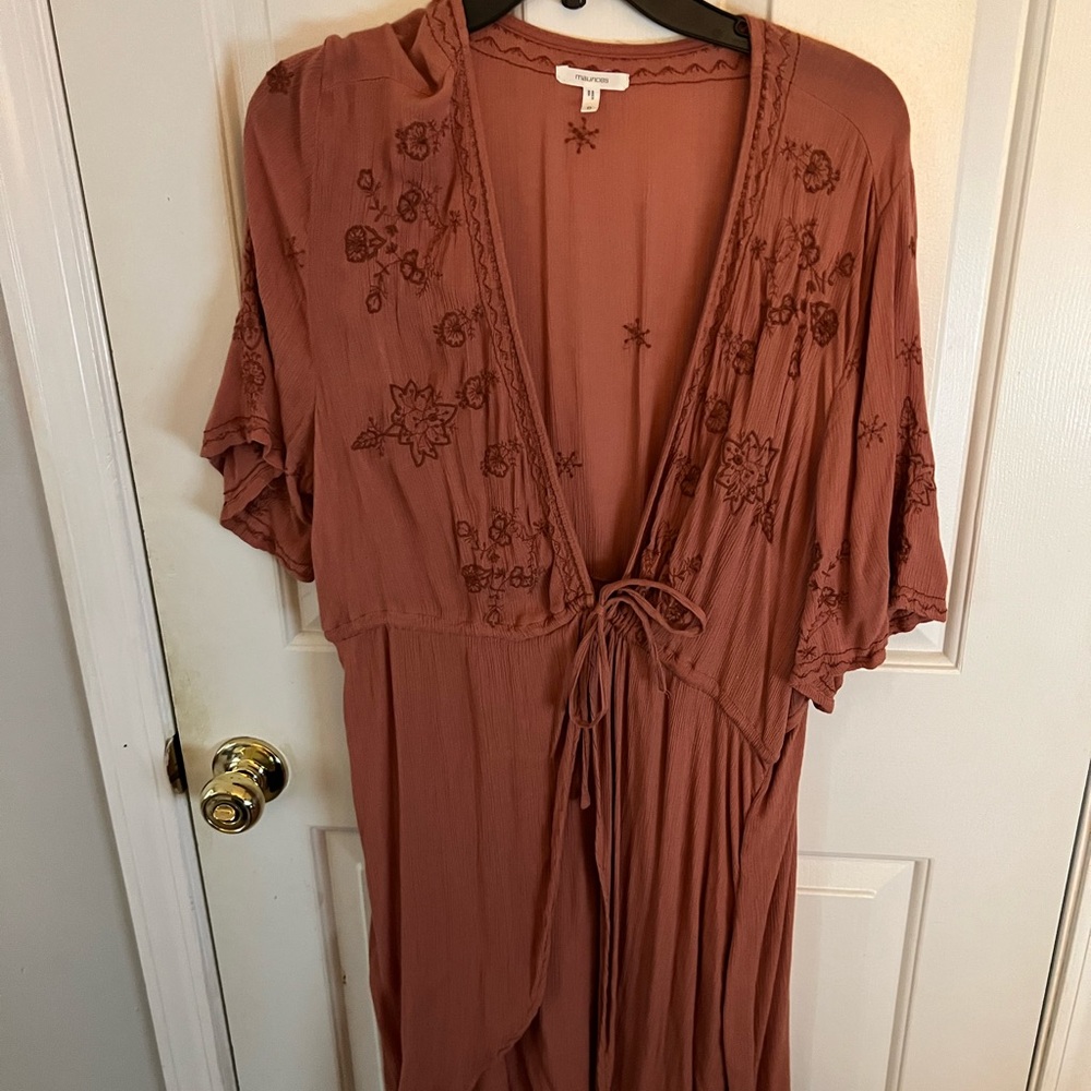 Maurices Terracotta Embroidered Kimono